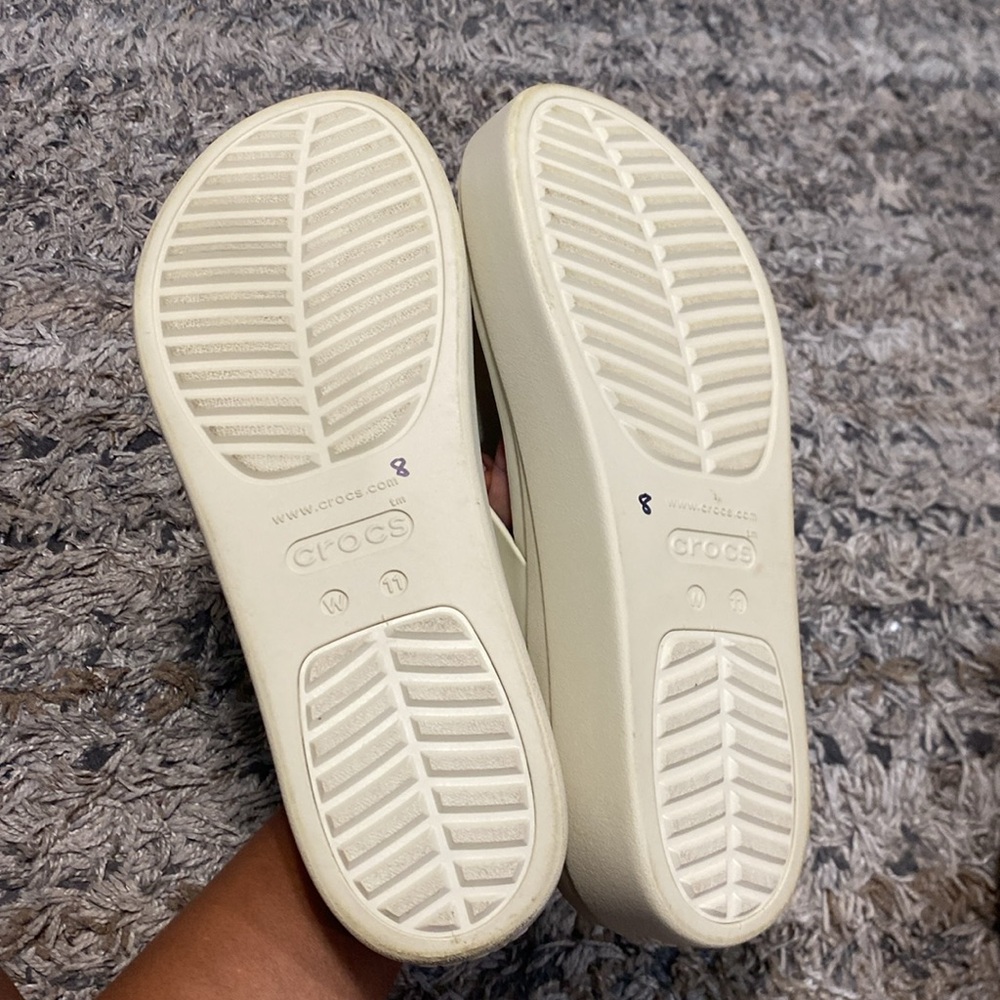 CROCS Women's Off-White cream Platform flip flop Sandals sz W11 - Picture 6 of 9